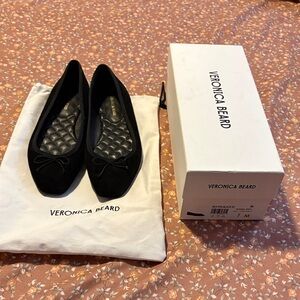 Like New! Veronica Beard Black Suede Beatrix Ballet Flats, Sz7